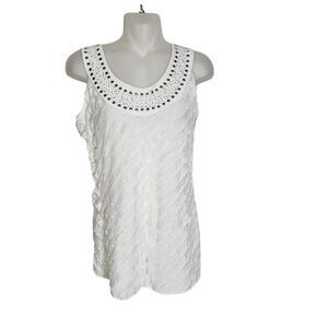 Janeric Womens Top Size Small Tiered Ruffle Tank Scoop Embellished Neck Studded